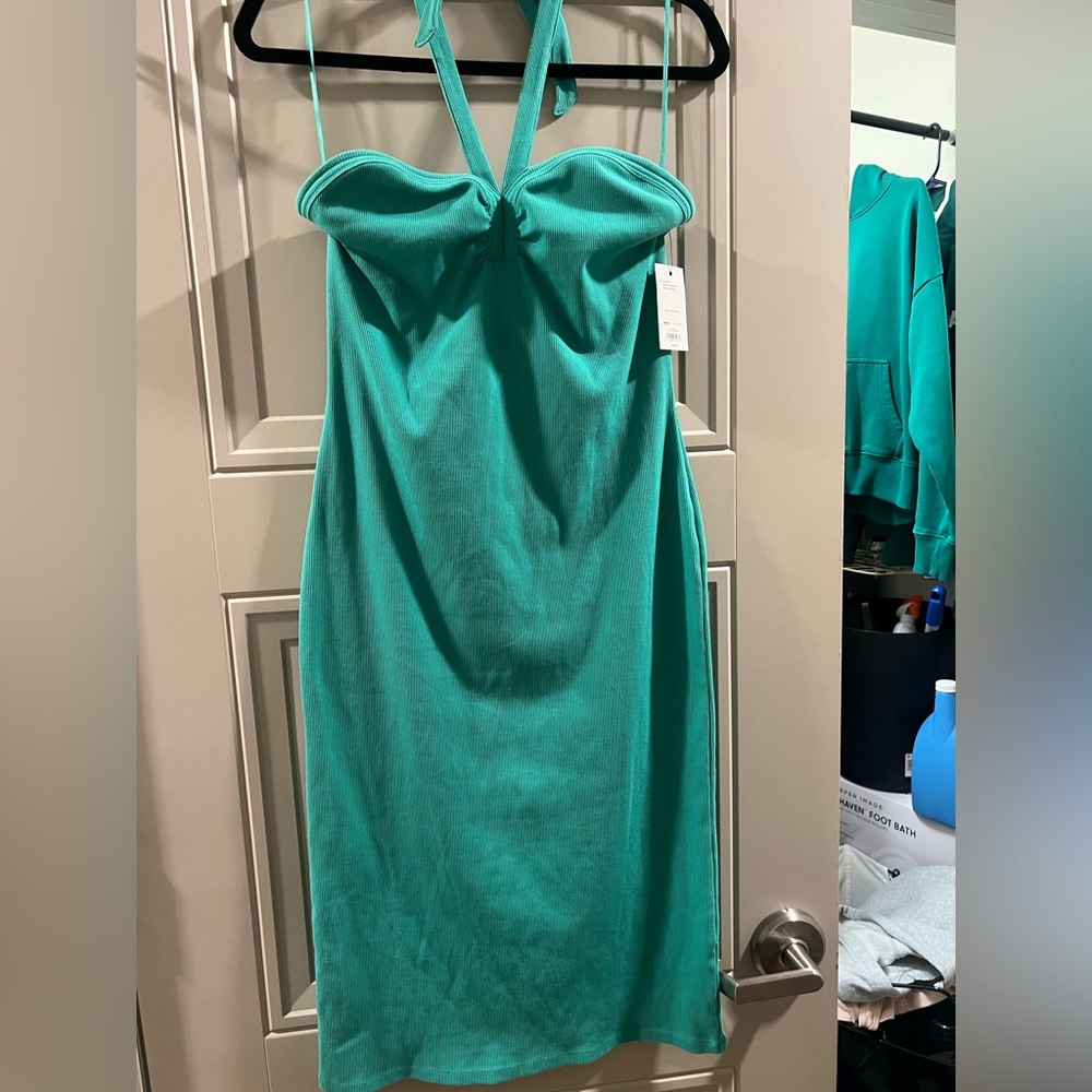 Nine West Teal Ribbed Cotton Dress - Picture 3 of 4